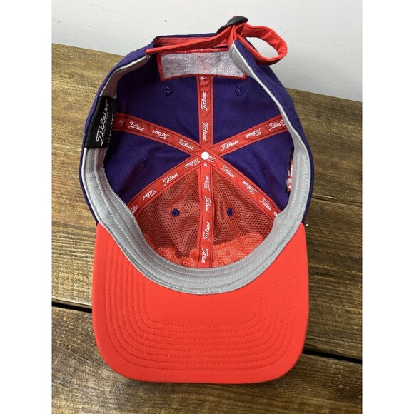 Titleist Hat Men Adjustable Purple Embroidered Logo FJ Pro V1 Strapback Golf Cap - Picture 6 of 8